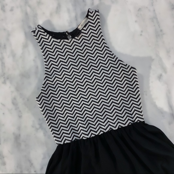 Classy Black and White High Low Dress - Picture 2 of 8